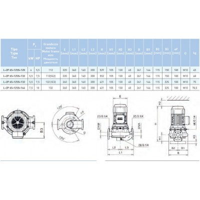 Циркуляционный насос In-Line SAER L-2P 65-125S-144 Циркуляционный насос In-Line SAER L-2P 65-125S-144