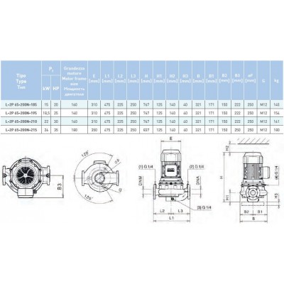 Циркуляционный насос In-Line SAER L-2P 65-200N-195 Циркуляционный насос In-Line SAER L-2P 65-200N-195