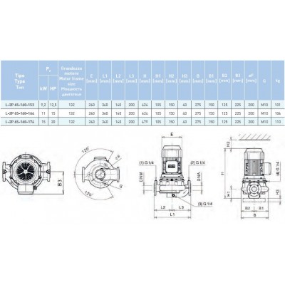 Циркуляционный насос In-Line SAER L-2P 65-160-153 Циркуляционный насос In-Line SAER L-2P 65-160-153