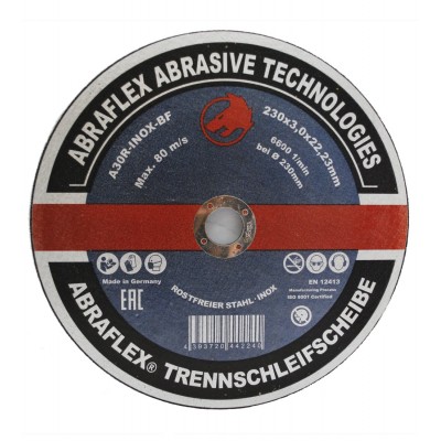 Круг отрезной Abraflex A30R INOX BF 230x3x22.23 mm Круг отрезной Abraflex A30R INOX BF 230x3x22.23 mm